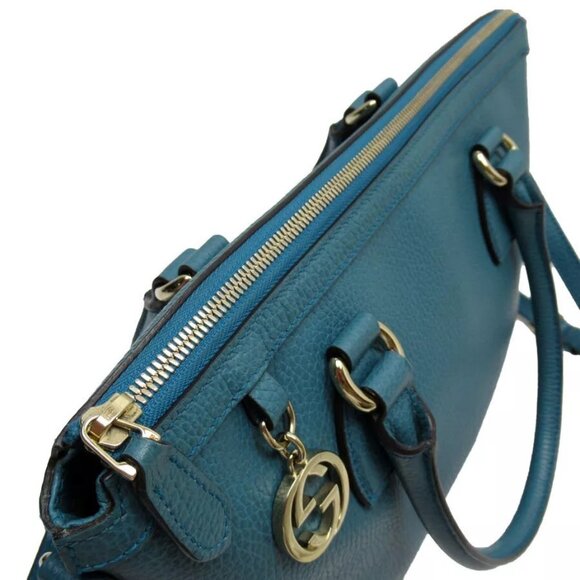 Auth GUCCI Interlocking G Handbag Shoulder Bag green leather - Picture 3 of 16